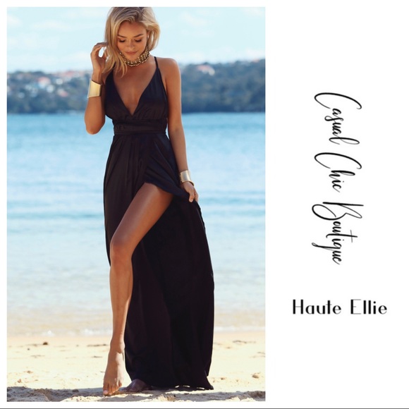 Slip Satin Faux Wrap Grecian Maxi Dress - Picture 2 of 8